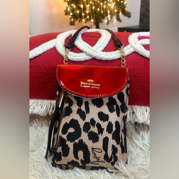 Vintage Juicy Couture Small Crossbody Date Night Party Bag Leopard & Red Patent - Picture 6 of 17